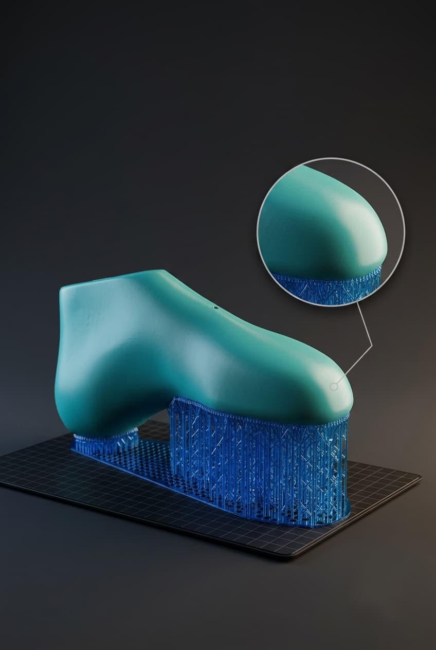 Horma técnica con estructura de soporte de impresión 3D